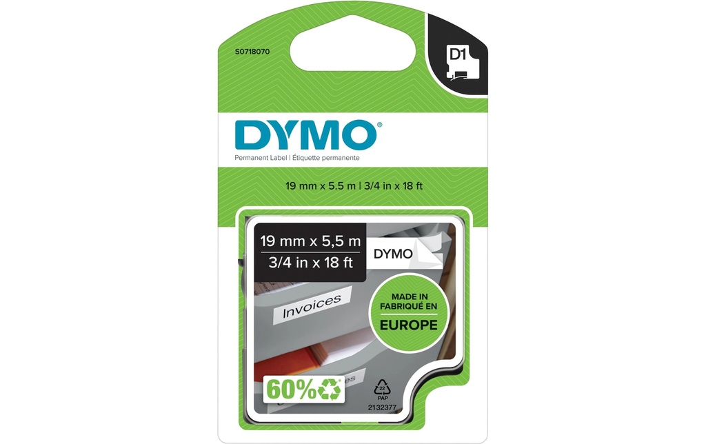 DYMO Ruban d’étiquettes D1 Noir auf Blanc