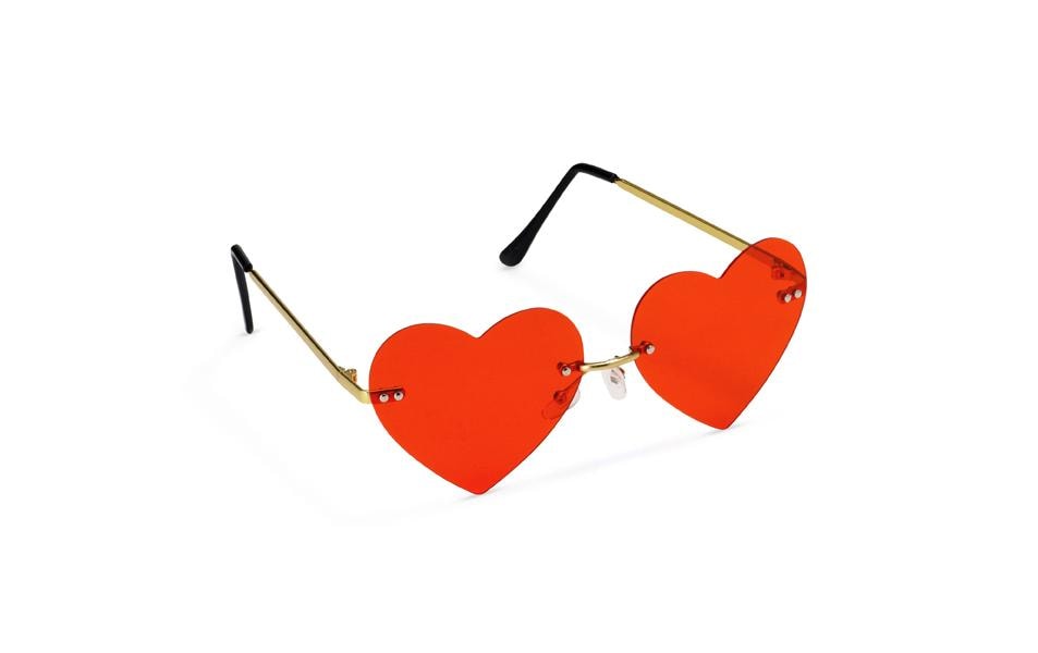 Partydeco Lunettes de fête cœur, 13.5 x 5 x 13 cm, rouge
