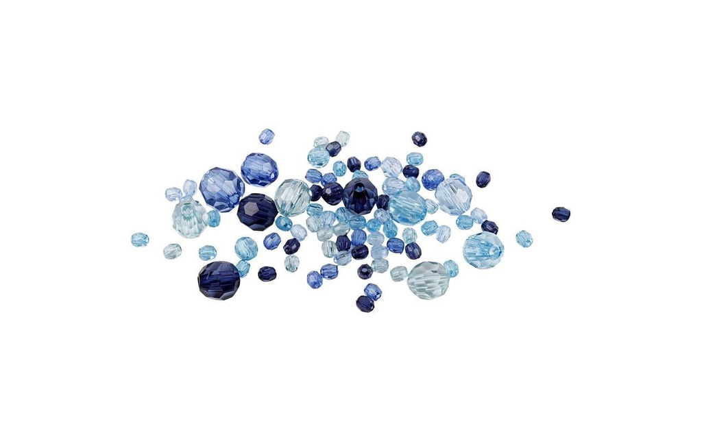 Creativ Company Perles à facettes 4-12 mm Bleu, 170 pièces