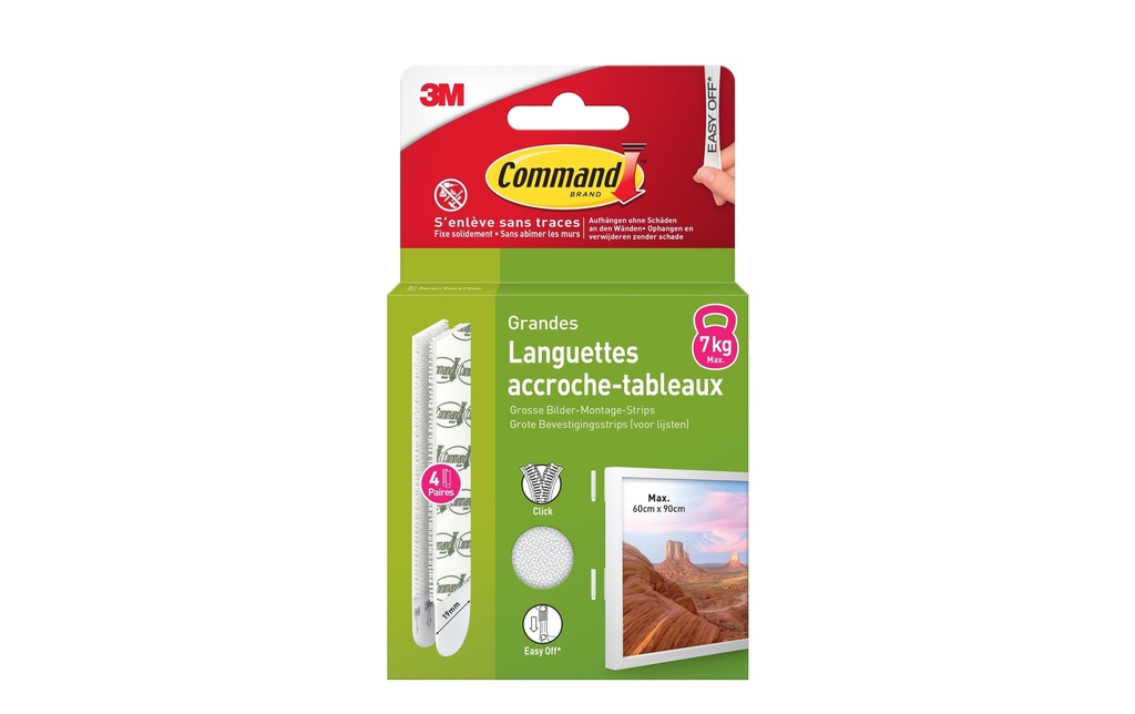 Command Pastille adhésive Command L, 4 kit Blanc