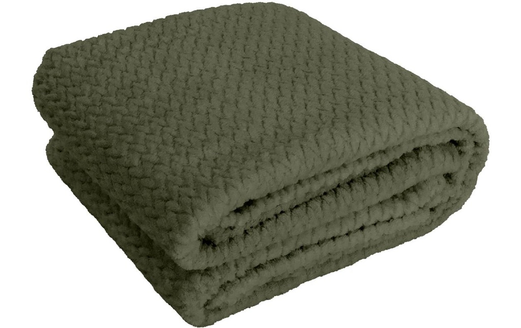 Hubatka Couverture Plaid uni 220 x 180 cm, Vert olive
