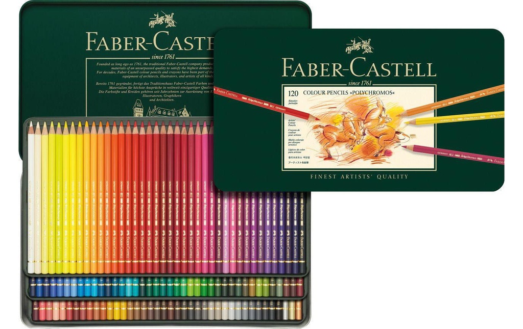 Faber-Castell Crayons de couleur Polychromos Étui métallique de 120