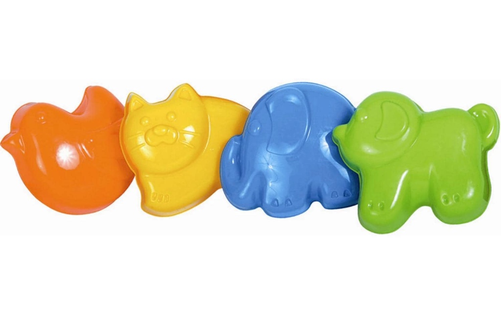 Gowi Moules en sable animaux 4 pièces dans le filet env. 15 cm