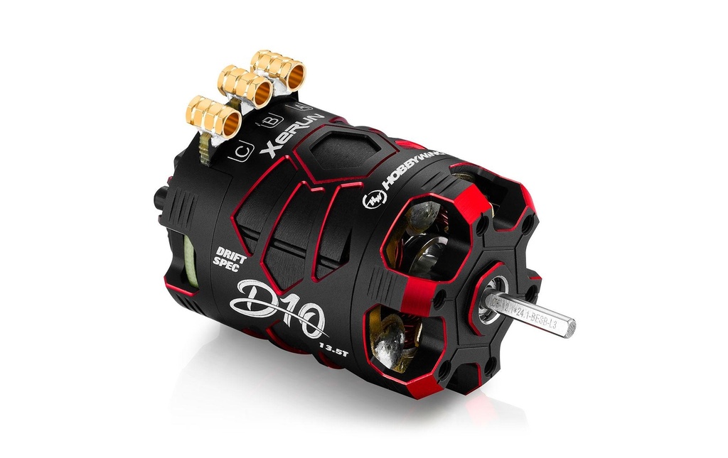 Hobbywing Moteur Brushless Sensored Xerun D10 Drift 13.5T, rouge