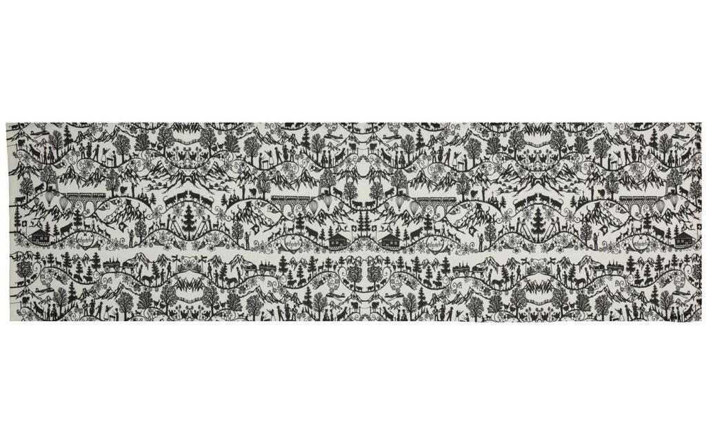 Hubatka Chemin de table Swissness 35 cm x 135 cm, Noir/Blanc
