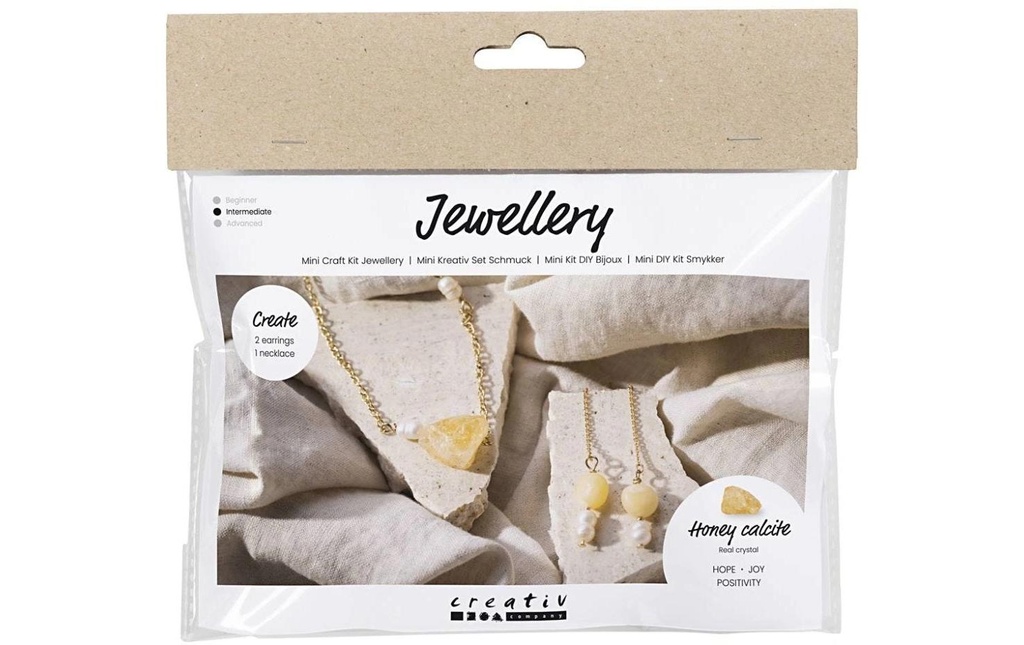 Creativ Company Kits de bricolage pour bijoux Collier et boucles d'oreilles en calcite mellifère
