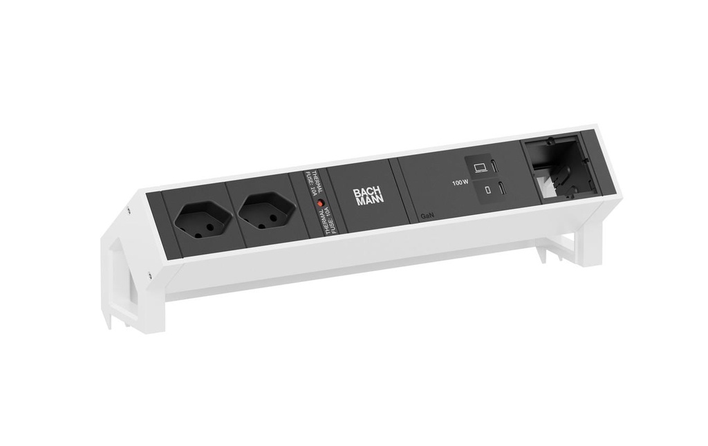 Bachmann Bloc multiprises de table DESK2 2xT13 1xUSB C/C 100W 1xCM 0.2m