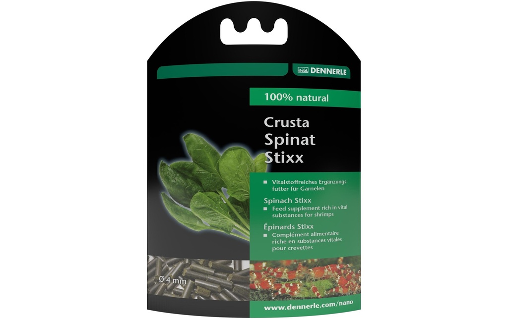 Dennerle Aliment complémentaire Crusta Épinards Stixx, Ø 4 mm, 30 g