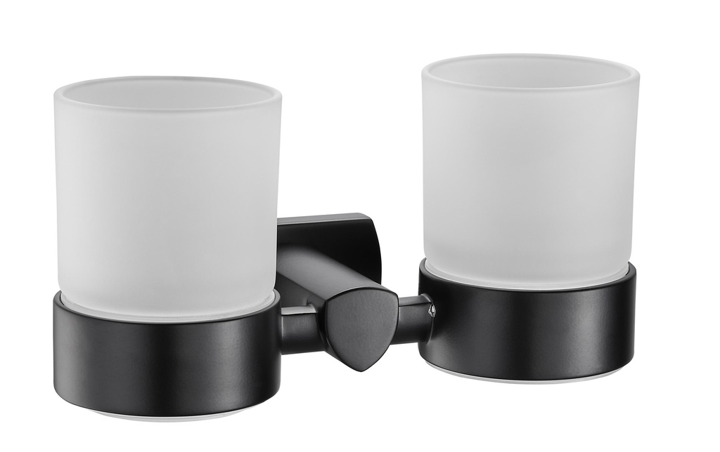 BIASCA Porte-verre noir mat, double