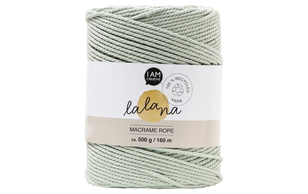 lalana Laine Macrame rope 2 mm, 500 g, Vert-gris