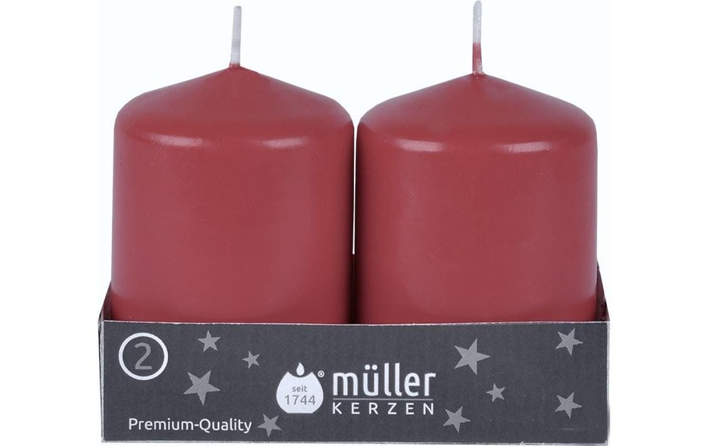 müller Kerzen Bougie pilier Rouge foncé, 2 pièces