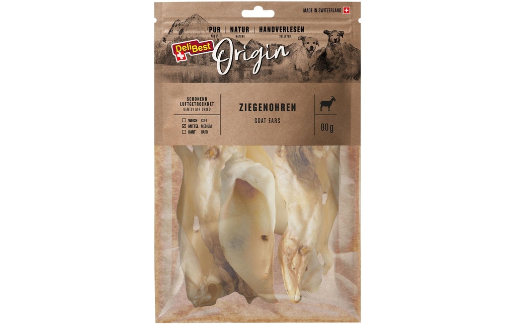 DeliBest Produit à mâcher  Oreilles de chèvre d'origine 80 g