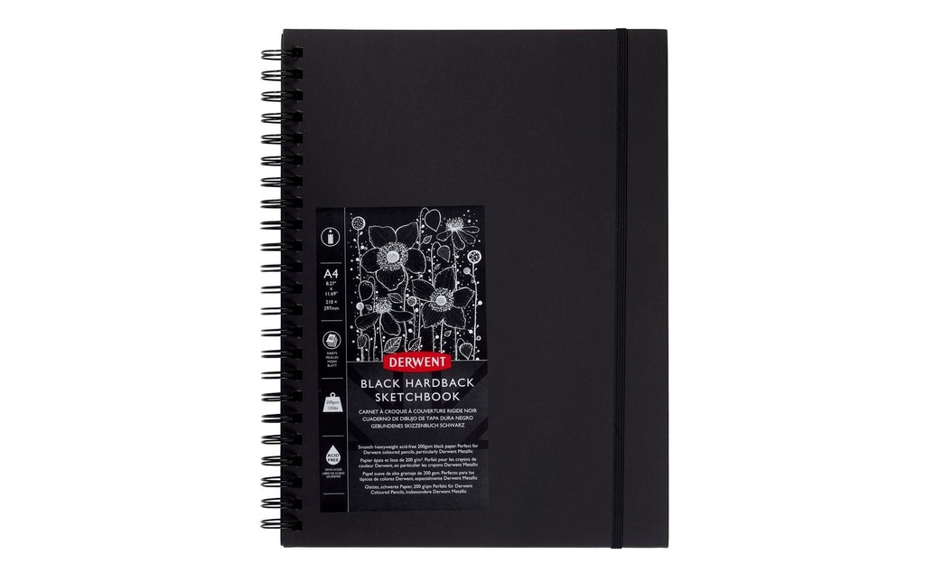 Derwent Carnet de croquis avec pages noires, A4, format vertical, 40 feuilles