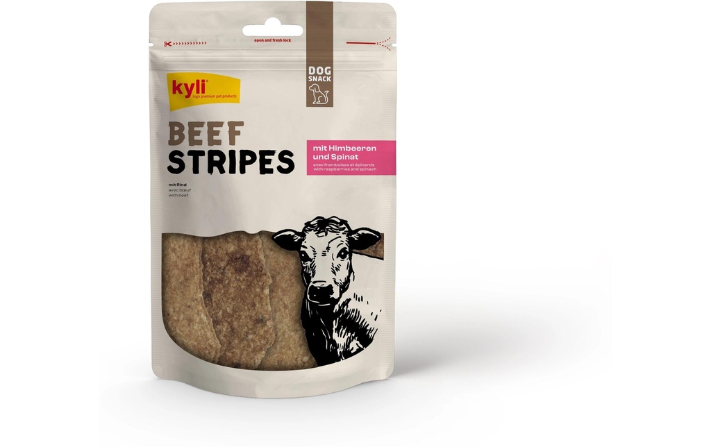 kyli Produit à mâcher  BeefStripes framboises et épinards 100 g