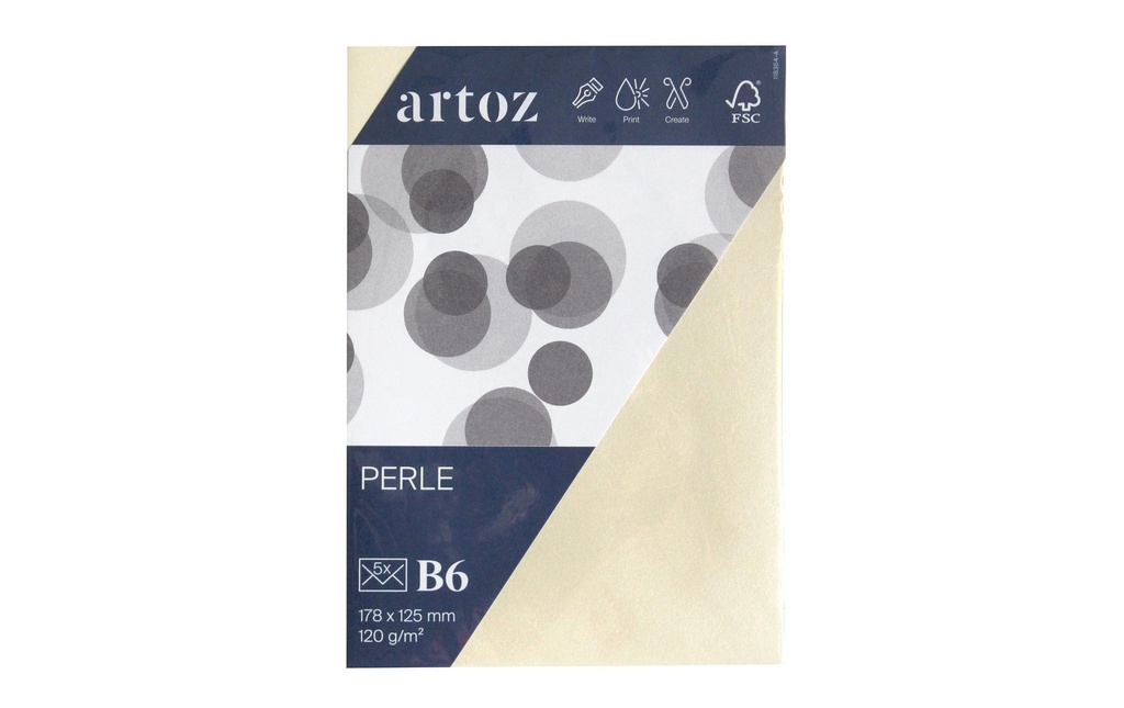 Artoz Enveloppe Perle B6, 5 Pièce/s, Ivoire