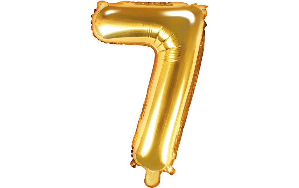 Partydeco Ballon en aluminium Chiffre 7 petit 35 cm, doré, 1 pièce