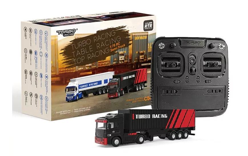 Turbo Racing Camion C50 avec remorque Noir, 1:76, RTR