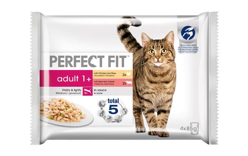 Perfect Fit Alimentation humide Adulte 1+ Boeuf et poulet 4 x 85 g