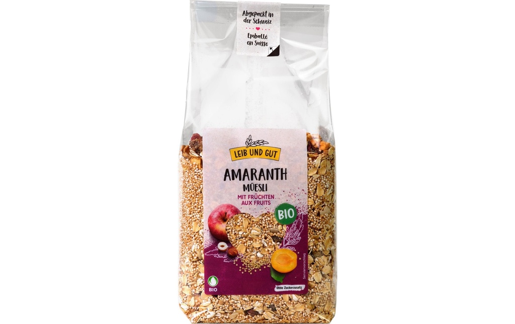 Leib und Gut Muesli Amarante et fruits biologiques 500 g