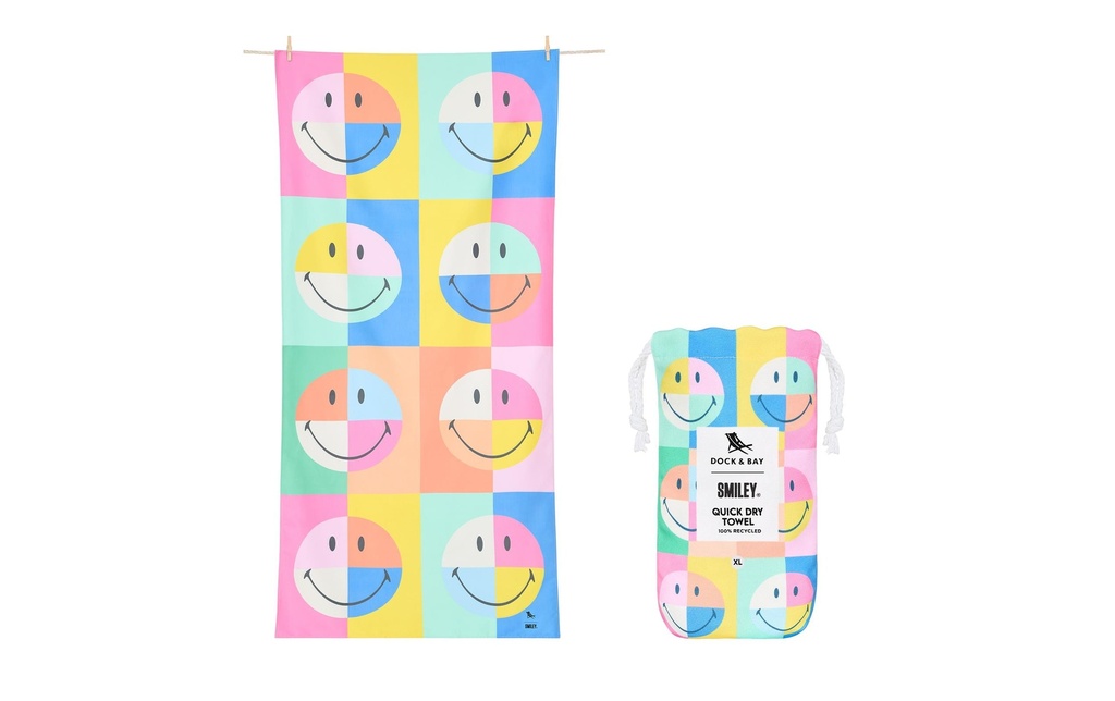 Dock & Bay Serviette de bain Smiley XL, Multicolore