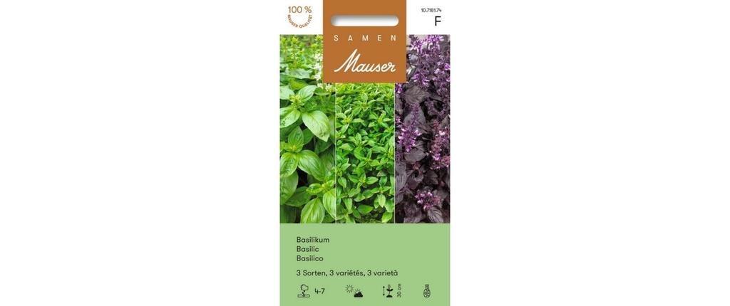 Samen Mauser Ruban de semence Urban Gardening Basilic 3 variétés