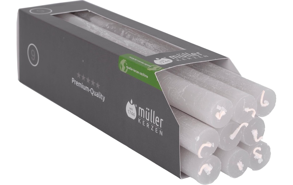 müller Kerzen Bougie droite Polar 25 cm x 2.2 cm, Gris clair, 9 Pièce/s, Gris clair