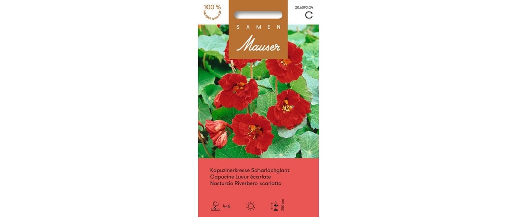Samen Mauser Fleurs comestibles Nasturtium Éclat écarlate Éclat écarlate