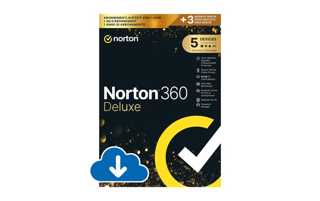 Norton Norton 360 Deluxe GOLD Ed. ESD, 5 Dispositif, 1 an + 3 mois