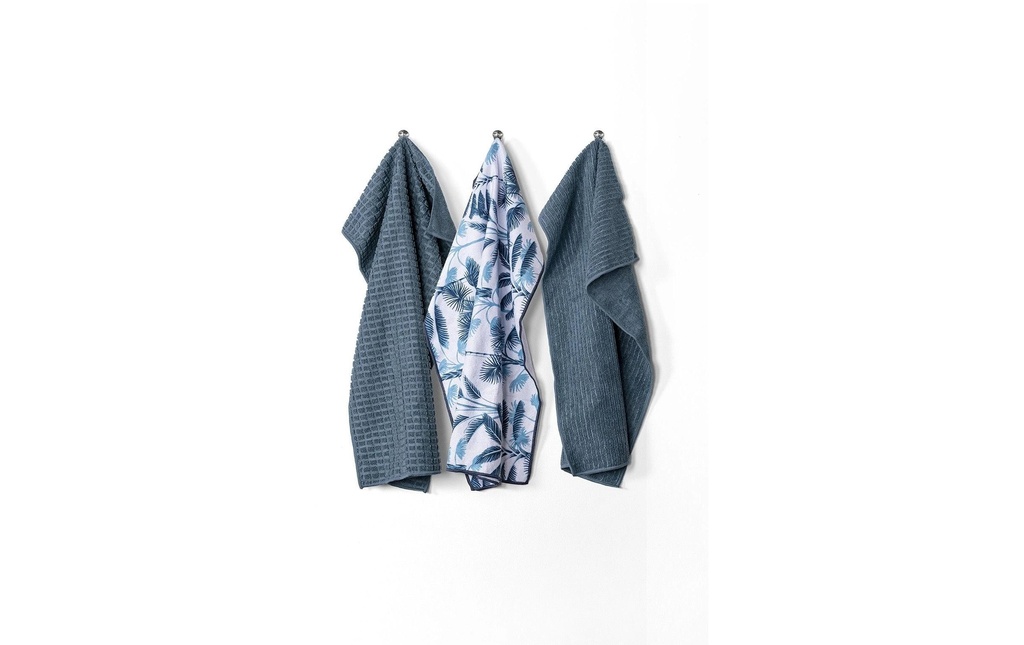 Tiseco Torchon pour la vaisselle Essentiel Set de 3 pièces, Bleu