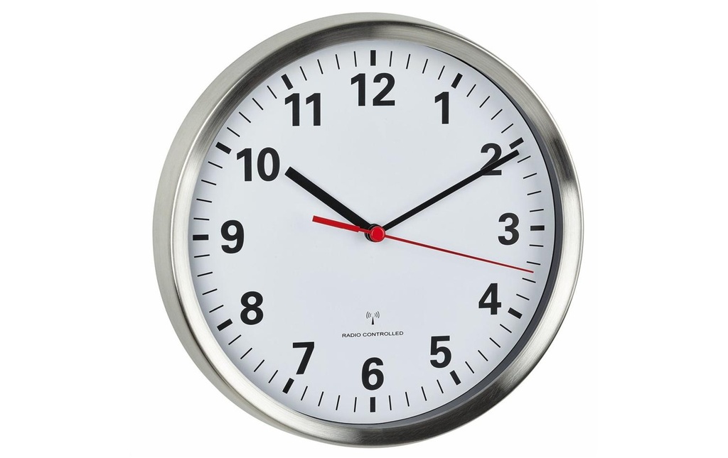 TFA Dostmann Horloge murale radio Argenté, Ø 22 cm