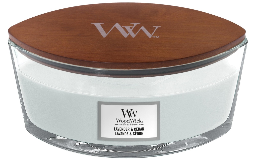 Woodwick Bougie parfumée Lavande et cèdre Elipse