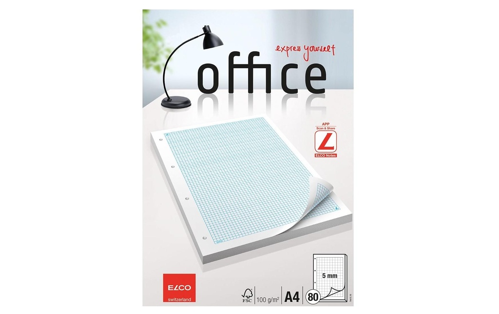 ELCO Bloc à anneaux Office A4 5mm (80 pces)