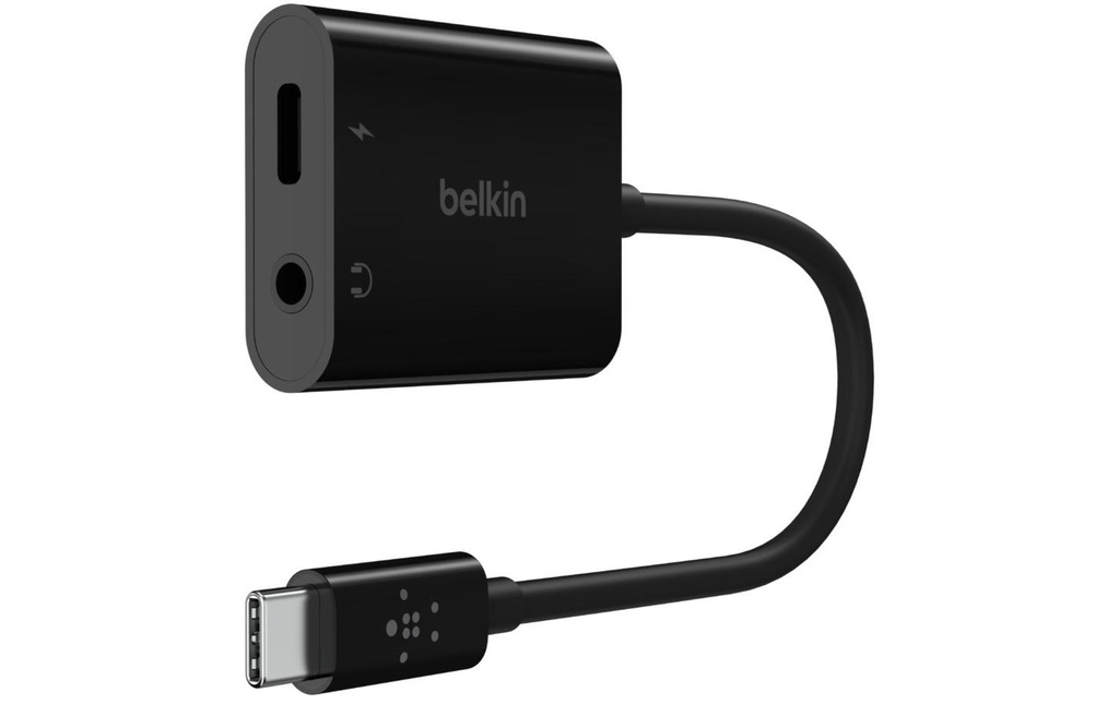 Belkin Adaptateur RockStar 3.5mm Audio + USB-C Charge Noir