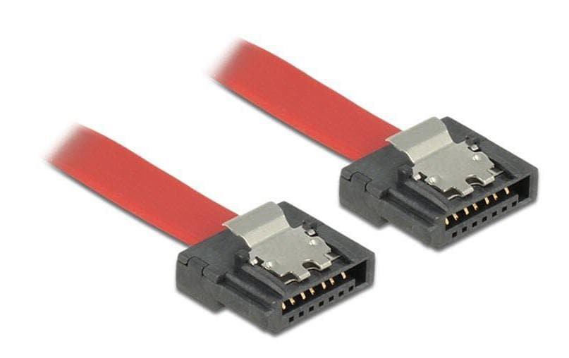 Delock Câble SATA3 rouge, clip, flexible, 10 cm