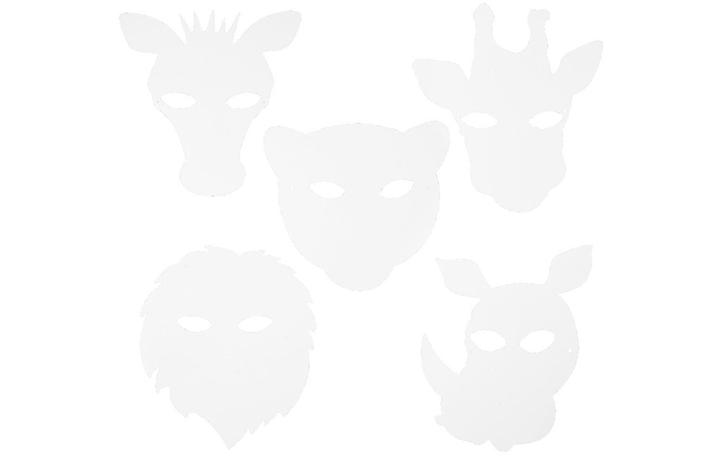 Creativ Company Accessoires de fête Masques Jungle 16 pièces, blanc