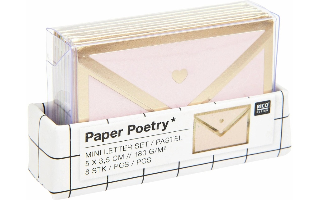 Rico Design Mini Letter Set Pastel 3.5 cm,5 cm, 8 enveloppes