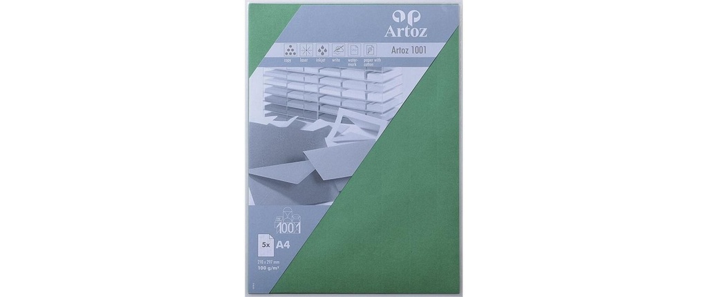 Artoz Papier à lettres 1001 A4 100 g/m² Sapin vert, 5 feuilles
