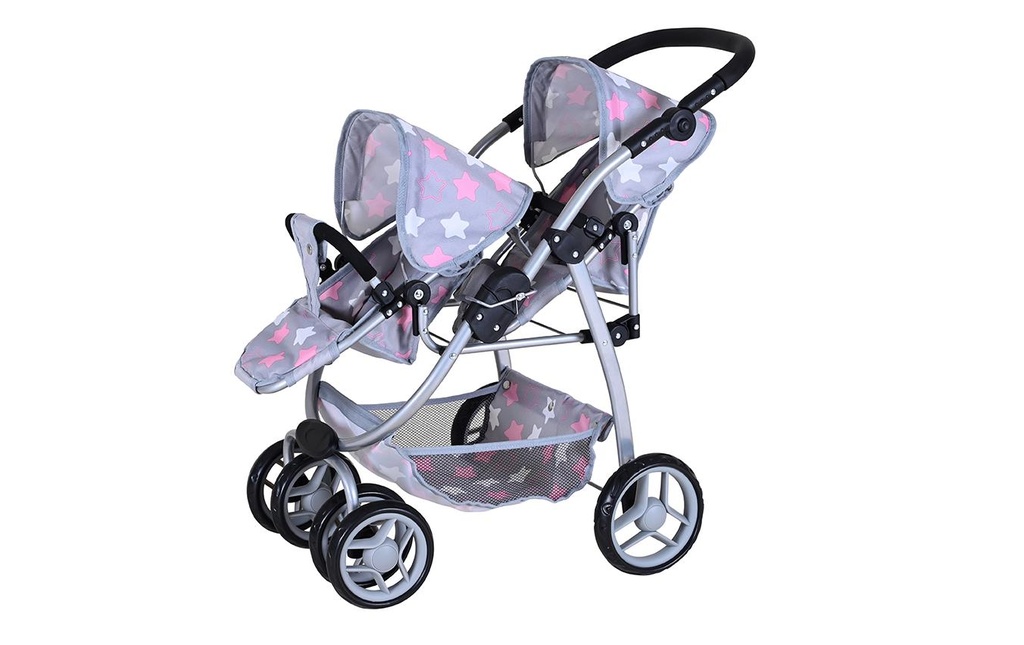 Knorrtoys Poussette double pour poupées Milo Star Grey Rose