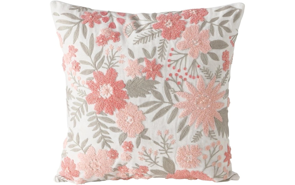 Boltze Coussin Lomna 45 x 45 cm, Vert/Crème/Rose fonce