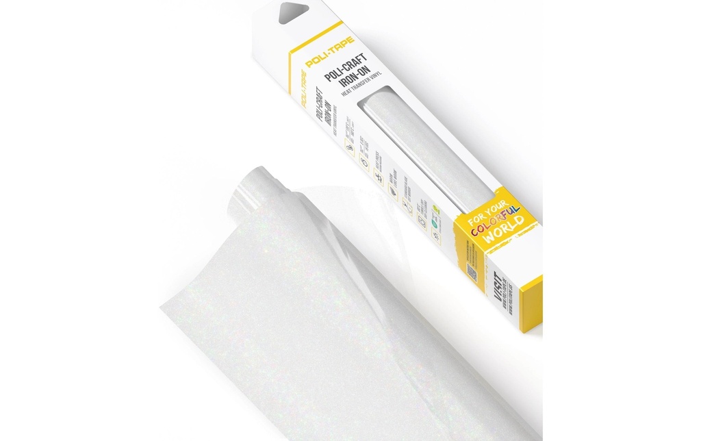 Poli-Tape Film thermocollant Pearl Glitter, 30.5 x 61 cm, blanc