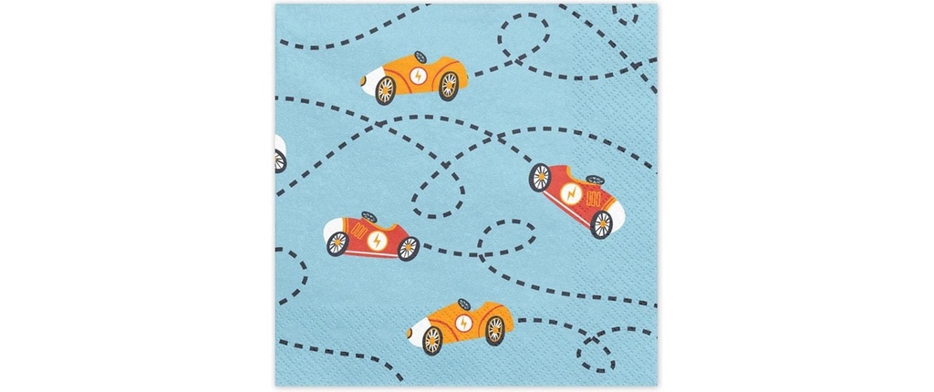 Partydeco Serviettes en papier Voiture Or, 33 x 33 cm, 12 pièces