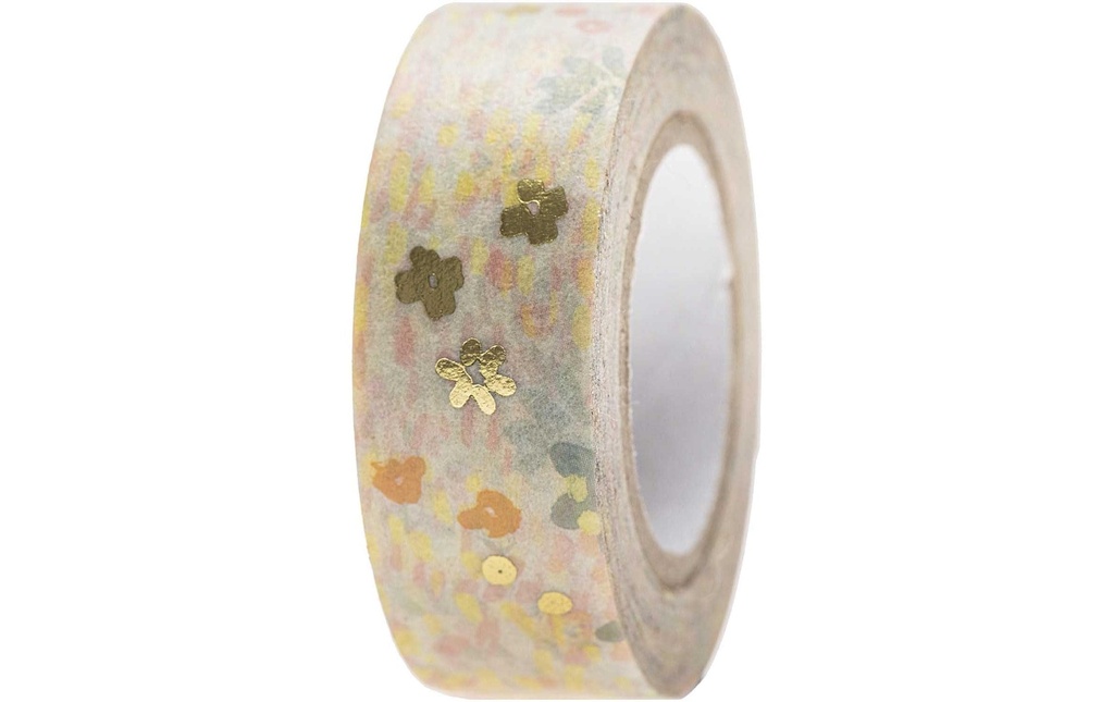 Rico Design Ruban Washi Prairie fleurie 1,5 cm x 10 m, Turquoise