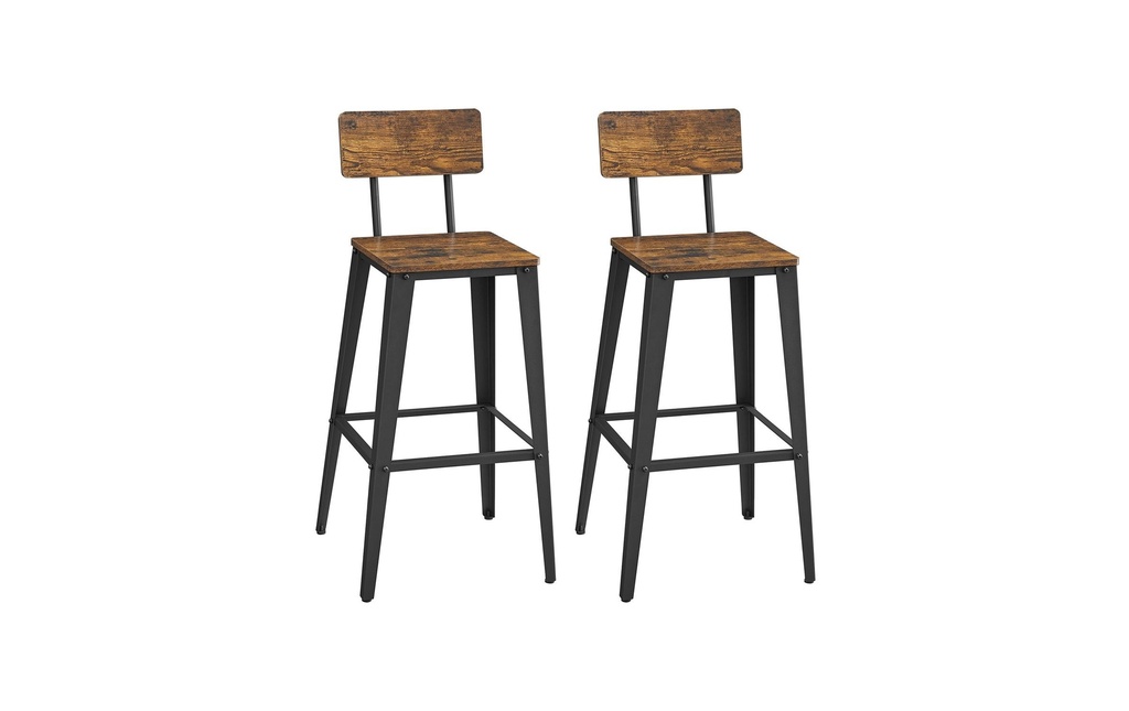 VASAGLE Tabouret de bar 45.4 x 45.4 x 102.2 cm, set de 2 pièces