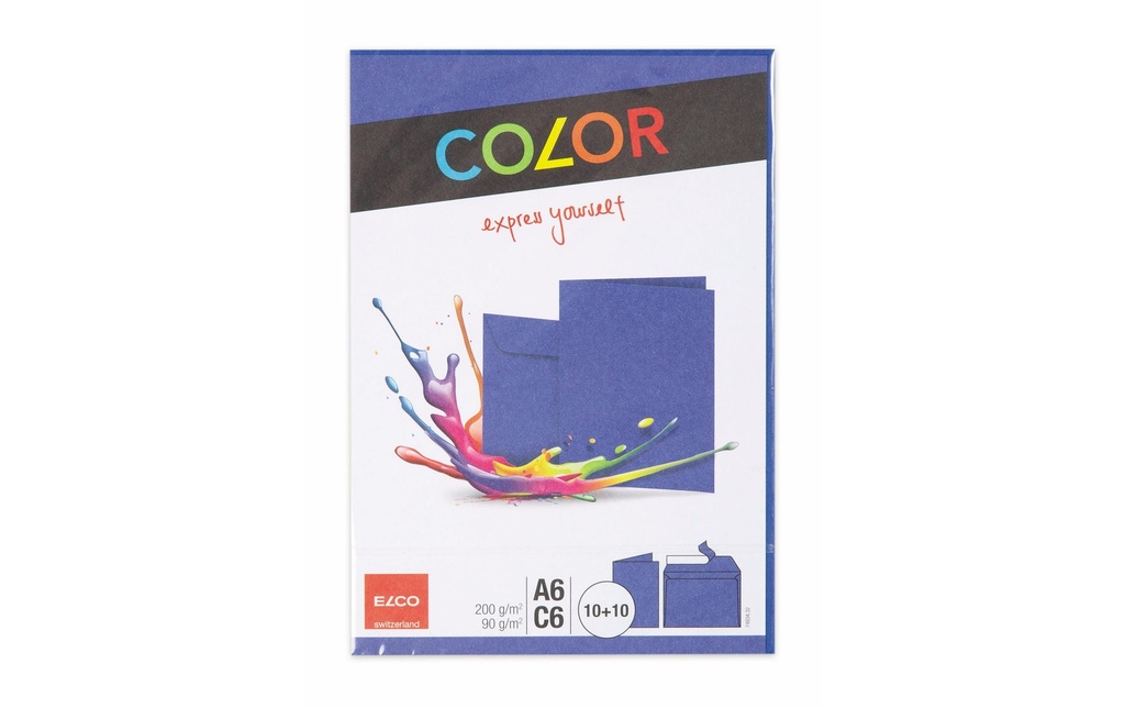 ELCO Envelop./carte C6/A6 Color ble (10 pces)