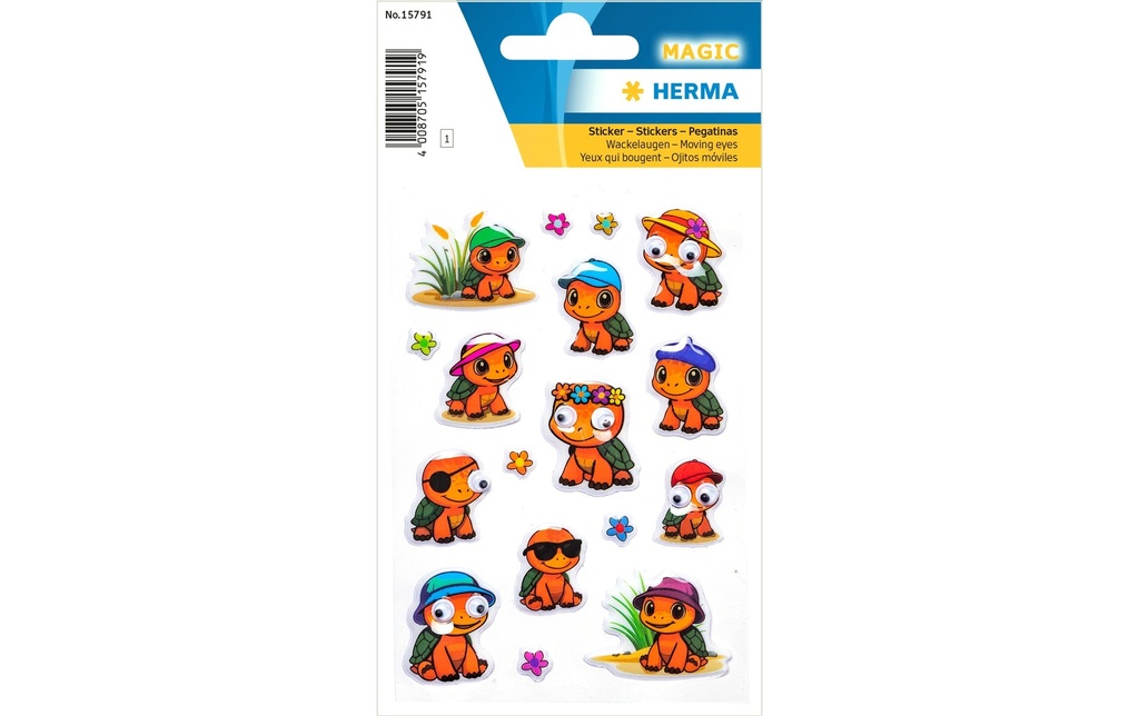 Herma Stickers Autocollant à motif Tortue yeux vacillants 17 Pièce/s Multicolore
