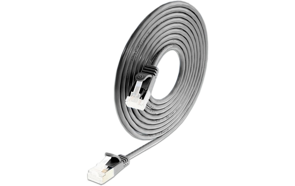 SLIM Câble patch slim RJ-45, Cat 6A, U/FTP, 0.15 m, Noir, 50-Pack