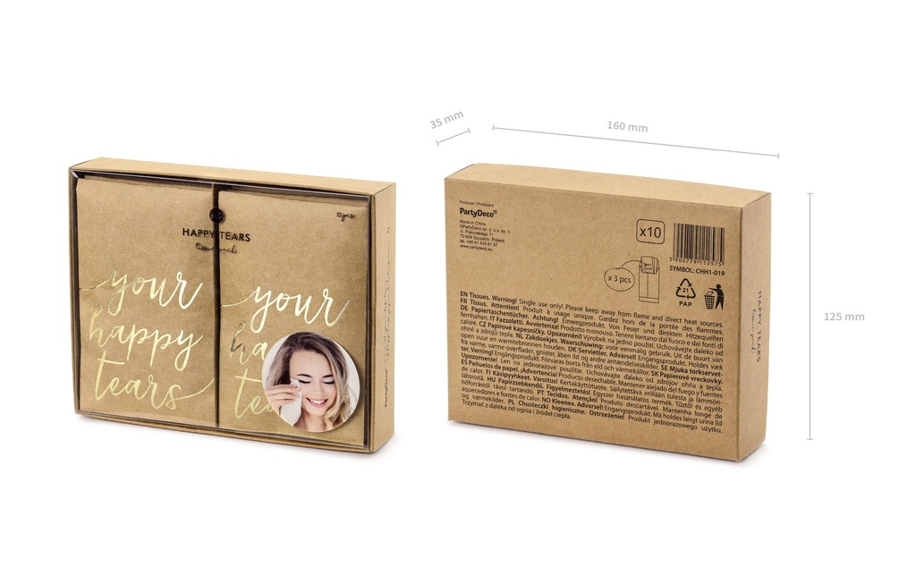 Partydeco Accessoires de mariage Your happy tears 7.5 x 12 cm, marron