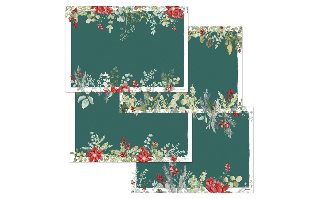 Trendform Set de table en papier Festive Green 4 sujets à 12 feuilles