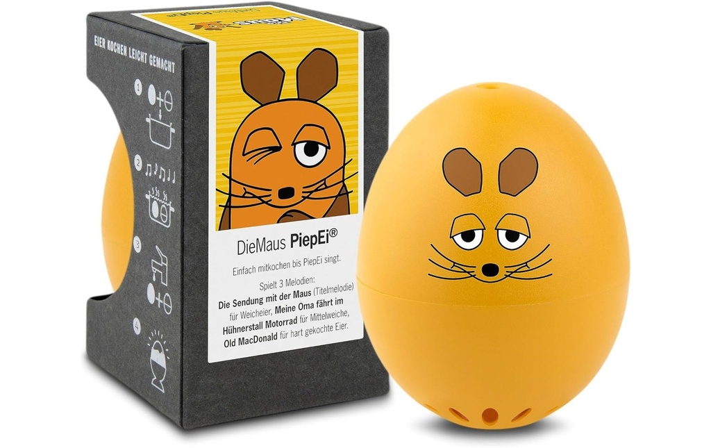 PiepEi Minuteur de cuisine Souris ovoïde chantante, Jaune