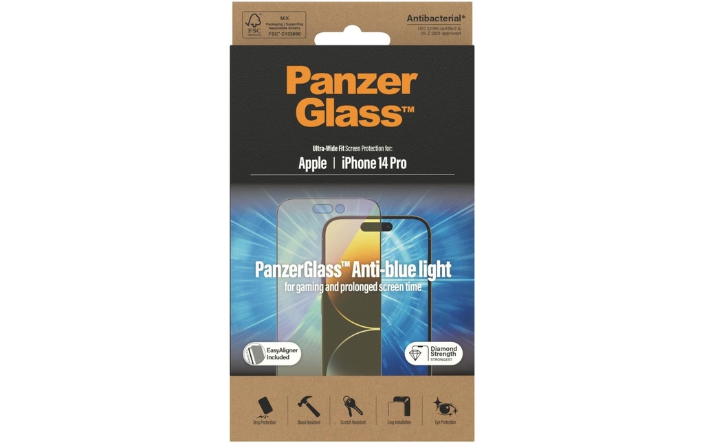 Panzerglass Protection d’écran Ultra Wide Anti Bluelight iPhone 14 Pro